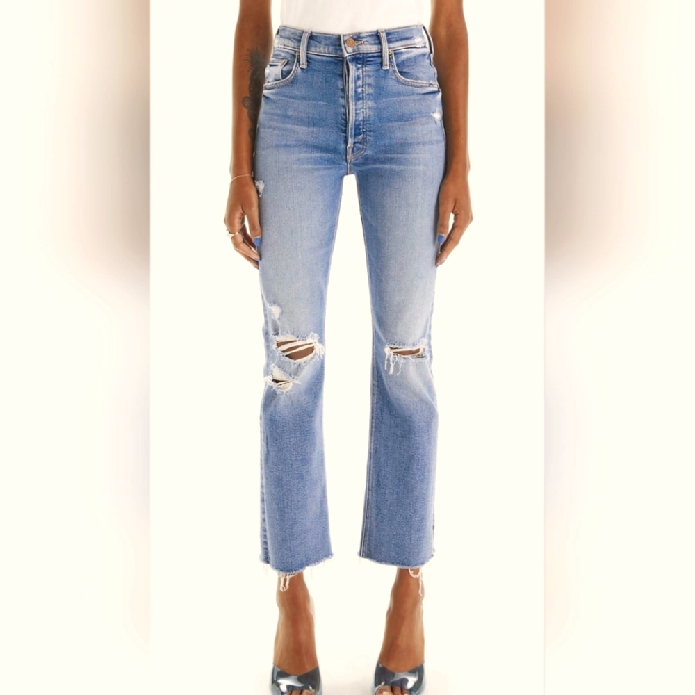 MOTHER Women's The Tripper Button Fly Ankle Fray Jeans